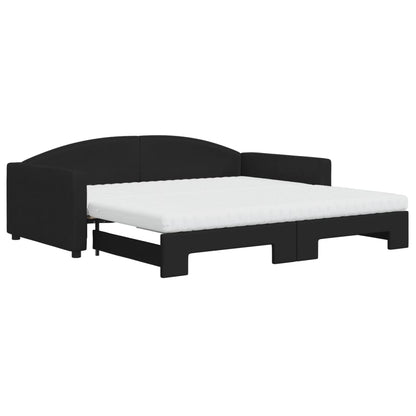 Divano Letto Estraibile con Materassi Nero 100x200 cm Tessuto - homemem39