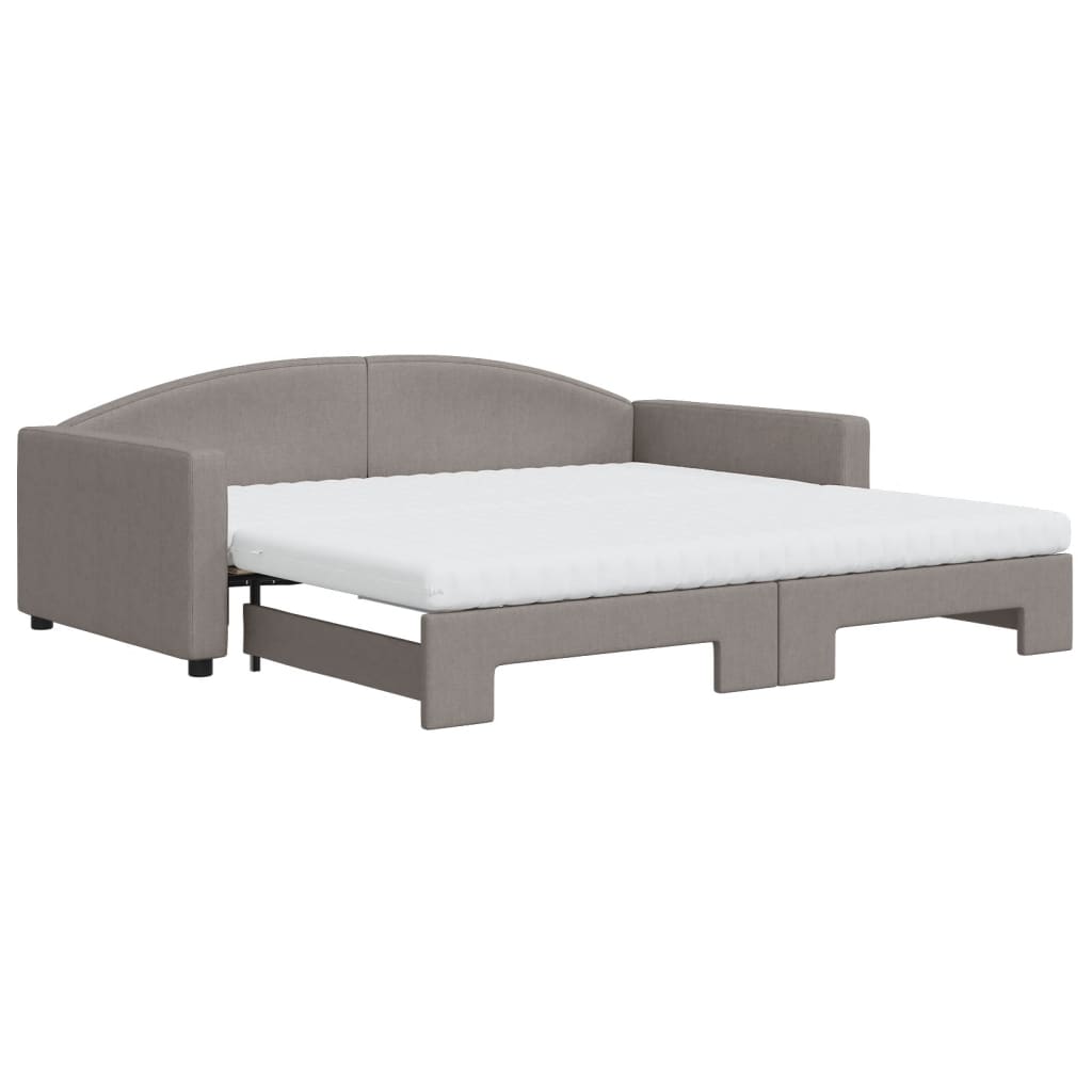 Divano Letto Estraibile con Materassi Tortora 100x200cm Tessuto - homemem39