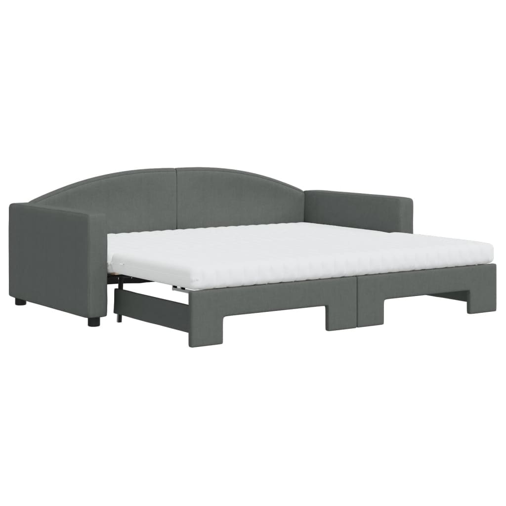 Divano Letto Estraibile Materassi Grigio Scuro 90x190cm Tessuto | homemem39