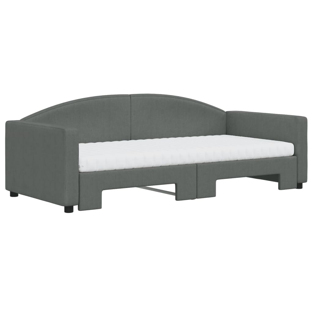 Divano Letto Estraibile Materassi Grigio Scuro 90x190cm Tessuto | homemem39