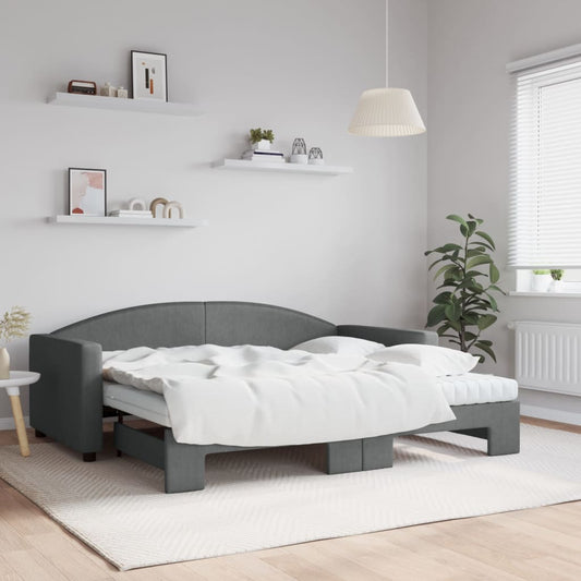 Divano Letto Estraibile Materassi Grigio Scuro 90x190cm Tessuto | homemem39