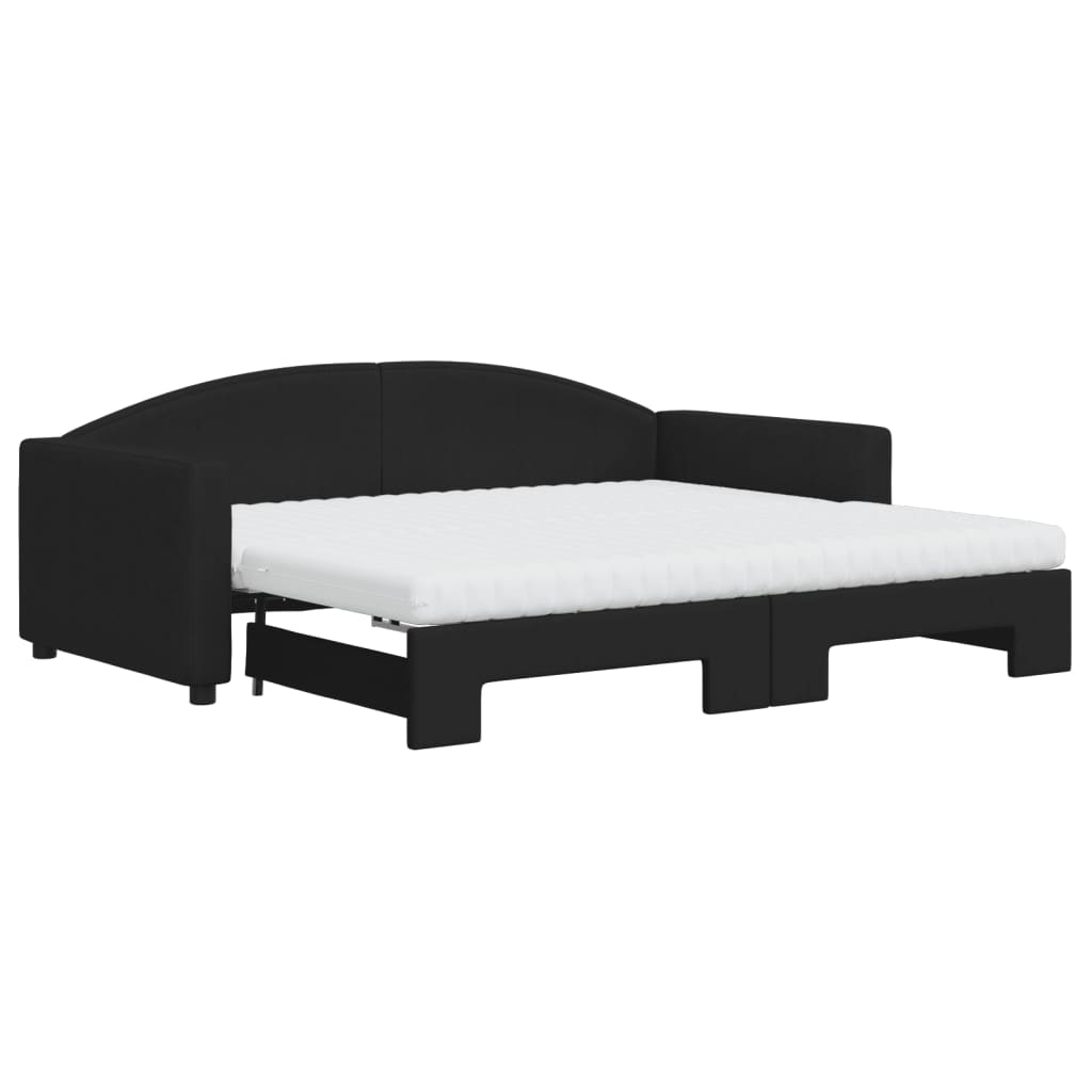 Divano Letto Estraibile con Materassi Nero 90x190 cm in Tessuto - homemem39