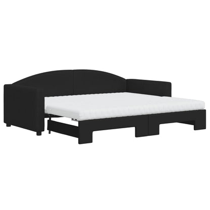 Divano Letto Estraibile con Materassi Nero 90x190 cm in Tessuto - homemem39
