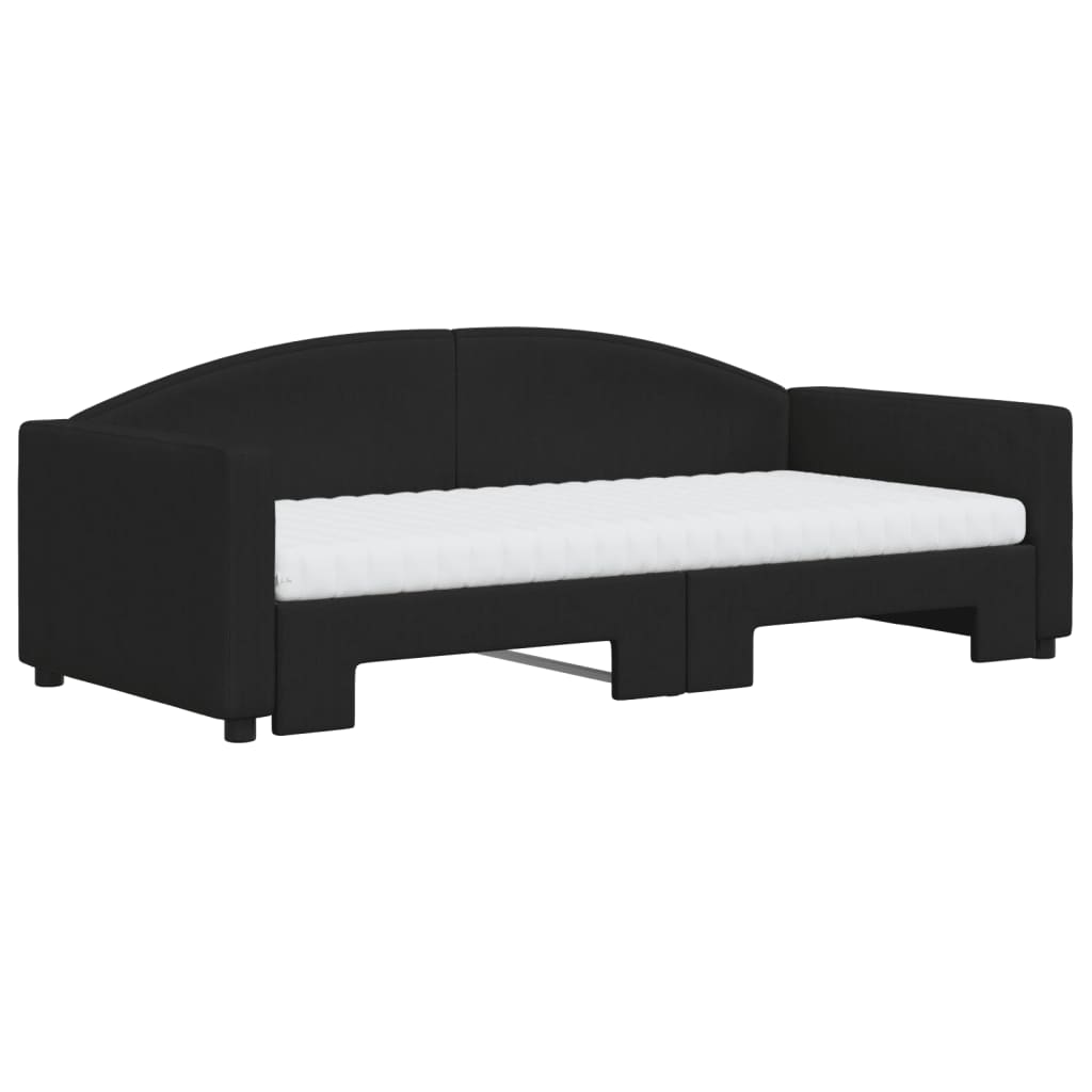Divano Letto Estraibile con Materassi Nero 90x190 cm in Tessuto - homemem39