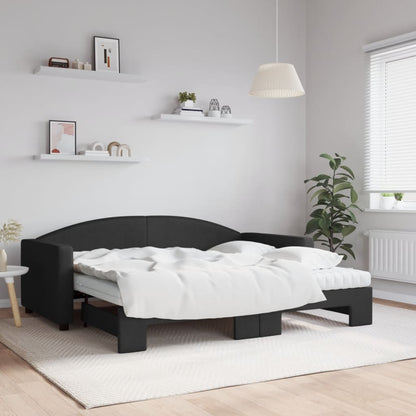 Divano Letto Estraibile con Materassi Nero 90x190 cm in Tessuto - homemem39