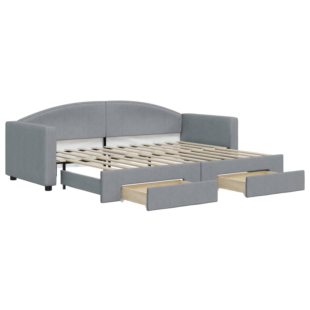 Divano Letto Estraibile Cassetti Grigio Chiaro 80x200cm Tessuto - homemem39