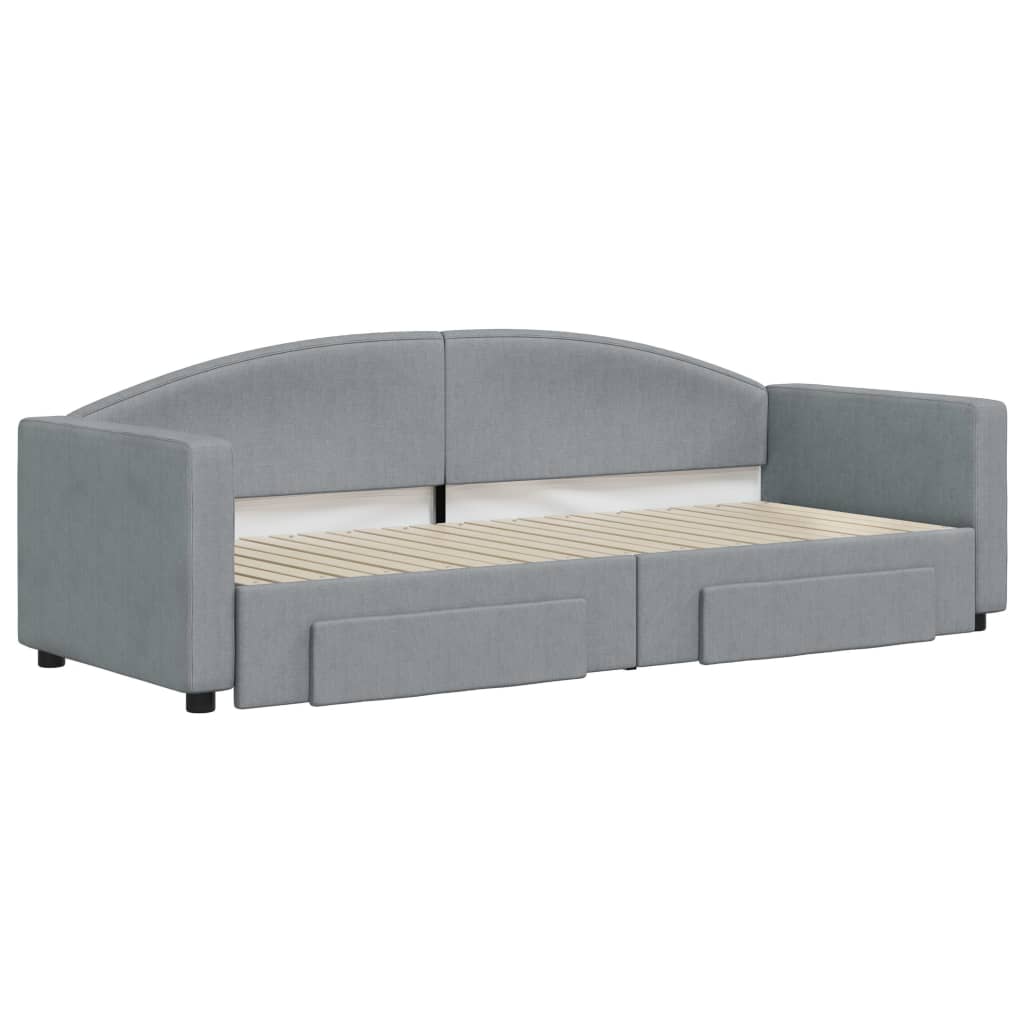 Divano Letto Estraibile Cassetti Grigio Chiaro 80x200cm Tessuto - homemem39