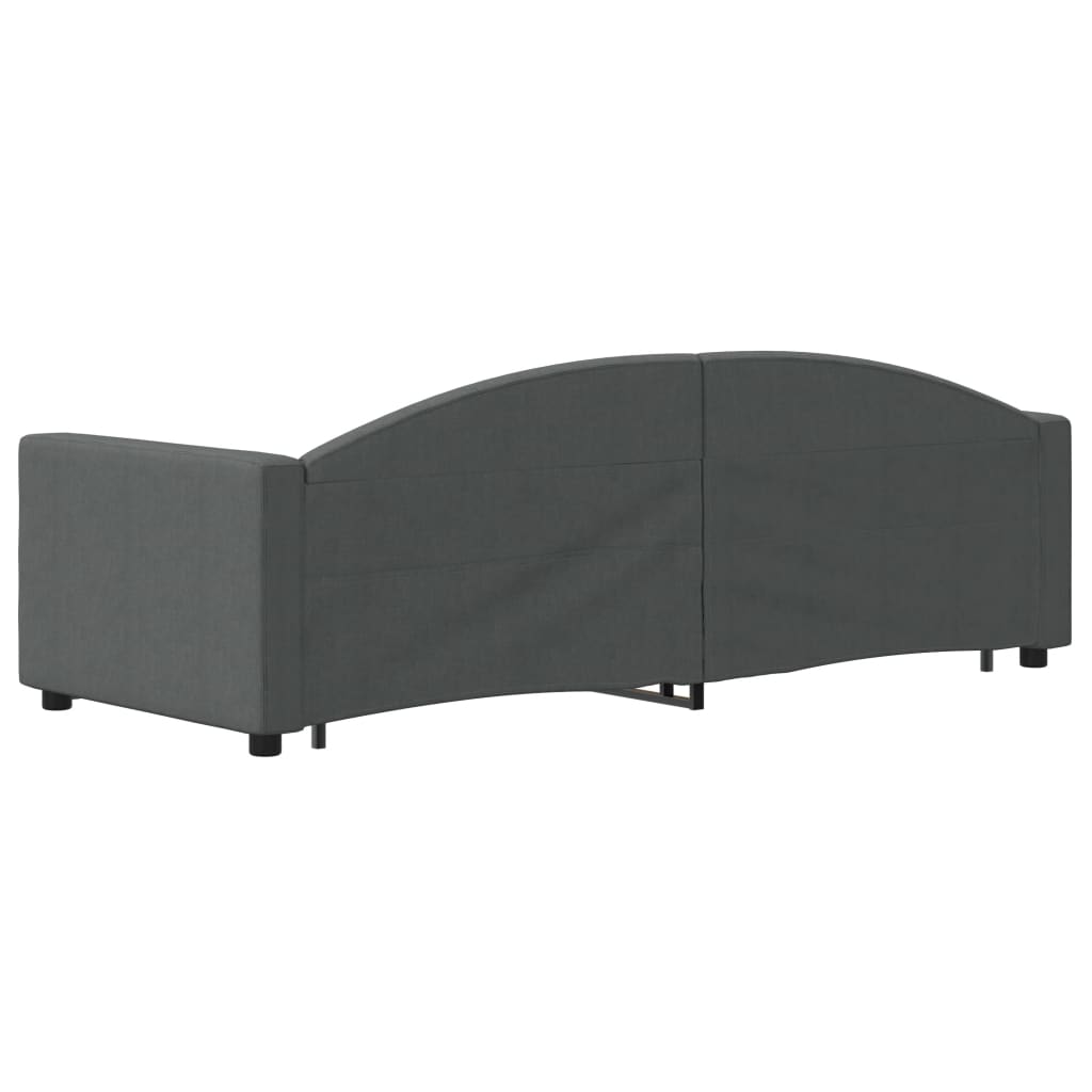 Divano Letto Estraibile Cassetti Grigio Scuro 80x200cm Tessuto