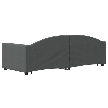 Divano Letto Estraibile Cassetti Grigio Scuro 80x200cm Tessuto