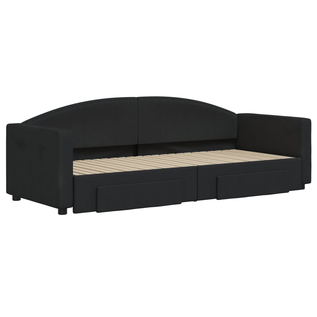 Divano Letto Estraibile con Cassetti Nero 80x200 cm in Tessuto - homemem39