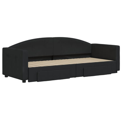 Divano Letto Estraibile con Cassetti Nero 80x200 cm in Tessuto - homemem39