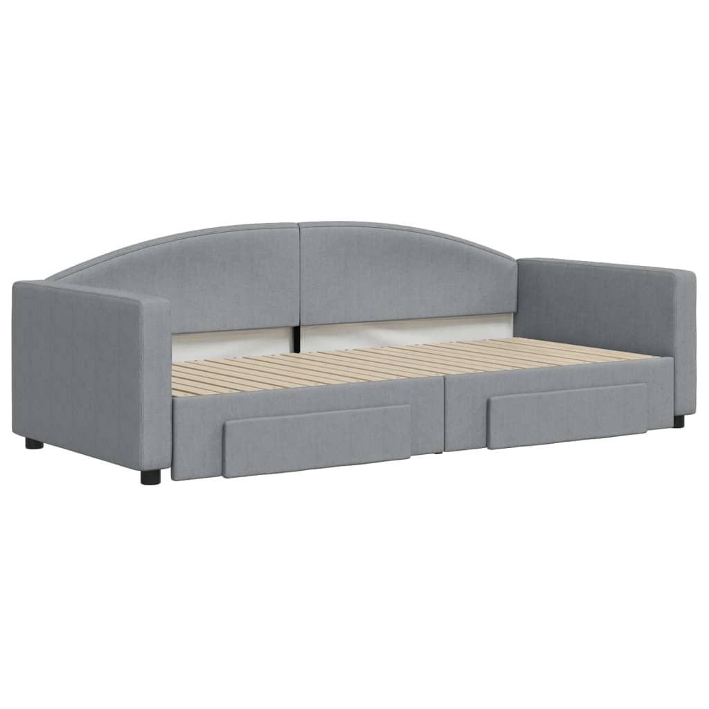 Divano Letto Estraibile Cassetti Grigio Chiaro 90x200cm Tessuto - homemem39