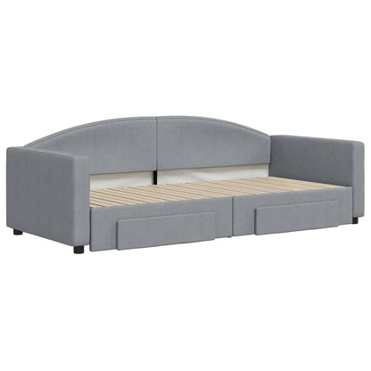 Divano Letto Estraibile Cassetti Grigio Chiaro 90x200cm Tessuto - homemem39