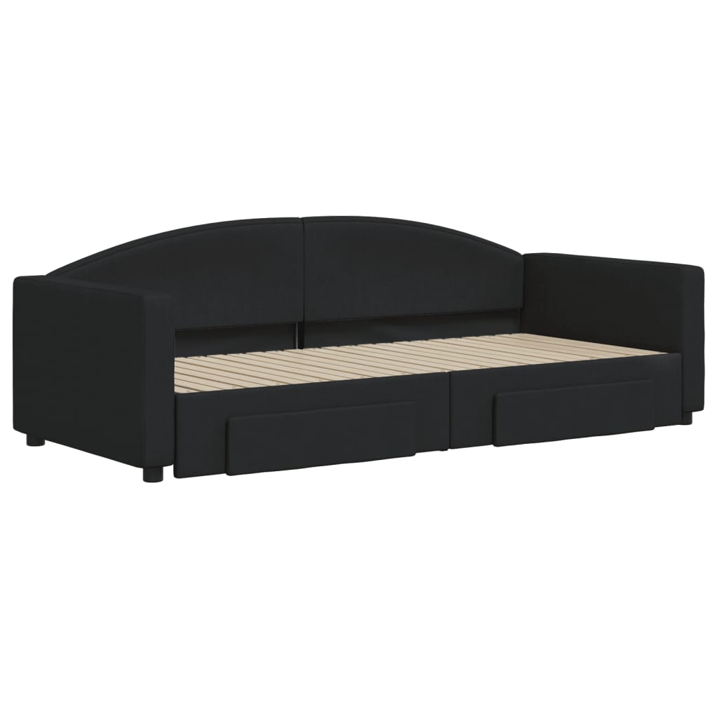 Divano Letto Estraibile con Cassetti Nero 90x200 cm in Tessuto - homemem39