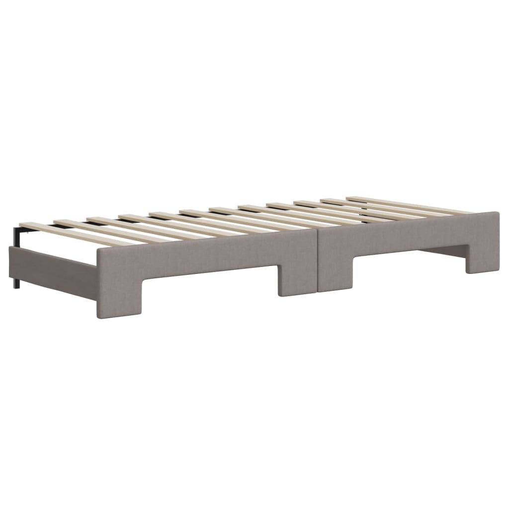 Divano Letto Estraibile con Cassetti Tortora 90x200 cm Tessuto