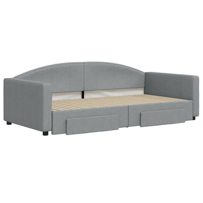Divano Letto Estraibile Cassetti Grigio Chiaro 100x200 Tessuto - homemem39