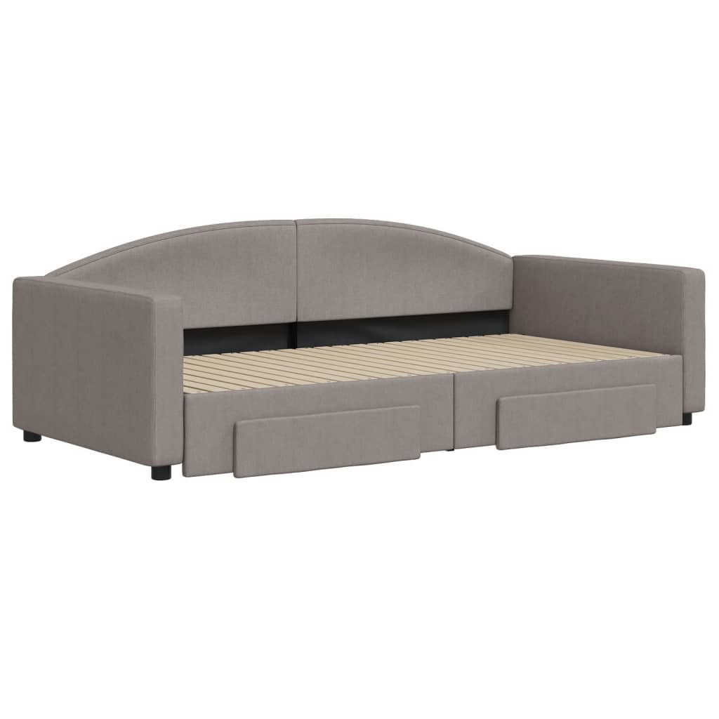 Divano Letto Estraibile con Cassetti Tortora 100x200 cm Tessuto