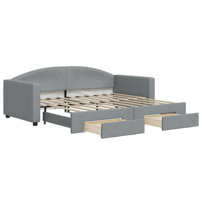 Divano Letto Estraibile Cassetti Grigio Chiaro 90x190cm Tessuto - homemem39
