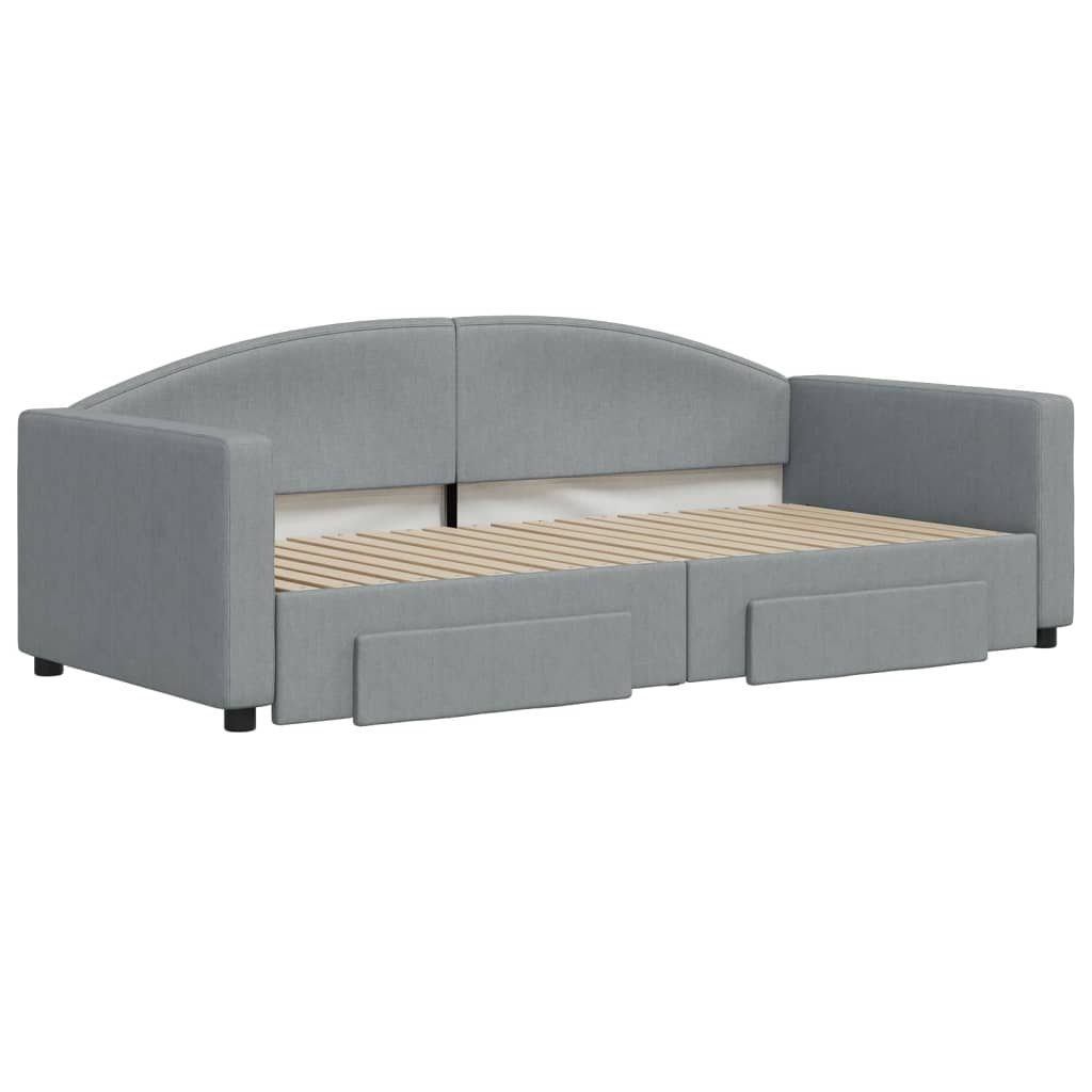 Divano Letto Estraibile Cassetti Grigio Chiaro 90x190cm Tessuto - homemem39