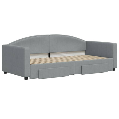 Divano Letto Estraibile Cassetti Grigio Chiaro 90x190cm Tessuto - homemem39