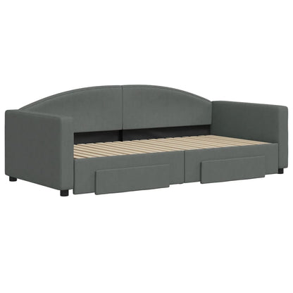 Divano Letto Estraibile Cassetti Grigio Scuro 90x190cm Tessuto | homemem39