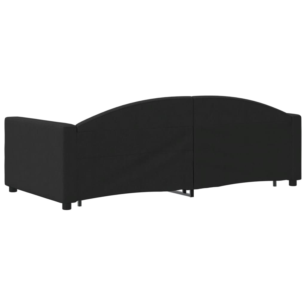 Divano Letto Estraibile con Cassetti Nero 90x190 cm in Tessuto