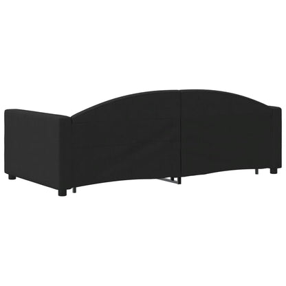 Divano Letto Estraibile con Cassetti Nero 90x190 cm in Tessuto