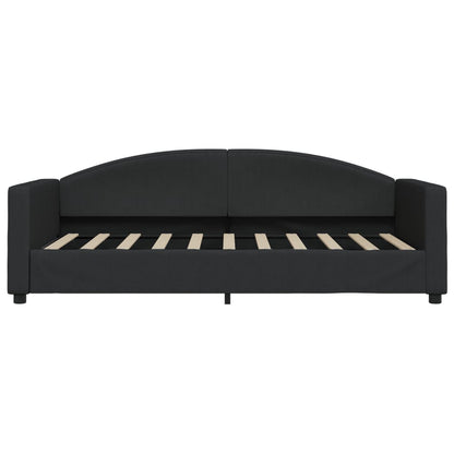 Divano Letto Estraibile con Cassetti Nero 90x190 cm in Tessuto