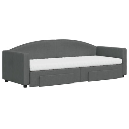 Divano Letto Estraibile Cassetti Grigio Scuro 80x200cm Tessuto - homemem39