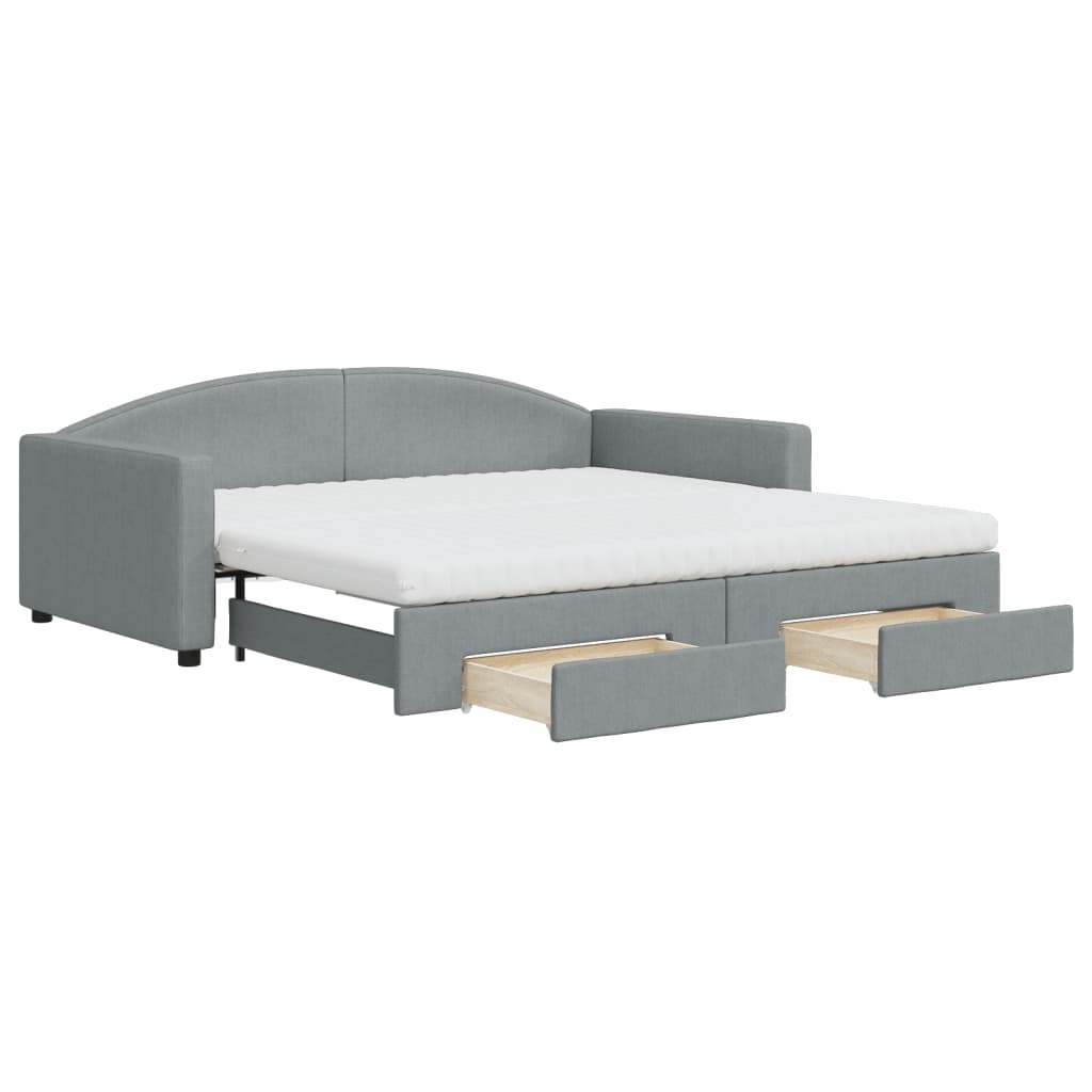 Divano Letto Estraibile Cassetti Grigio Chiaro 100x200 Tessuto - homemem39