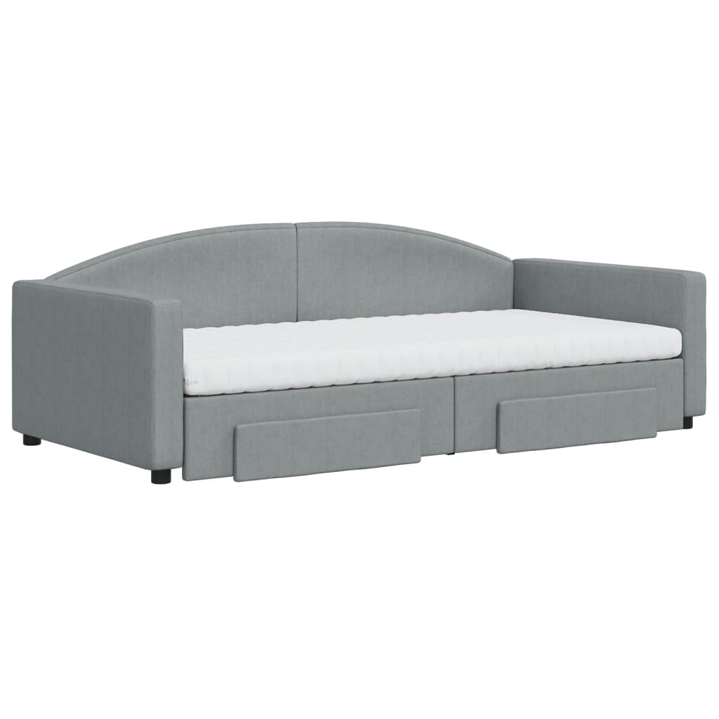 Divano Letto Estraibile Cassetti Grigio Chiaro 100x200 Tessuto - homemem39