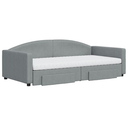 Divano Letto Estraibile Cassetti Grigio Chiaro 100x200 Tessuto - homemem39