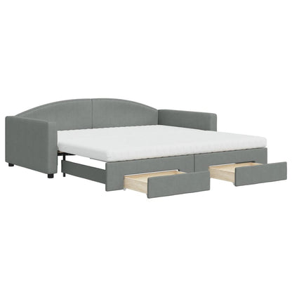 Divano Letto Estraibile Cassetti Grigio Scuro 100x200cm Tessuto - homemem39