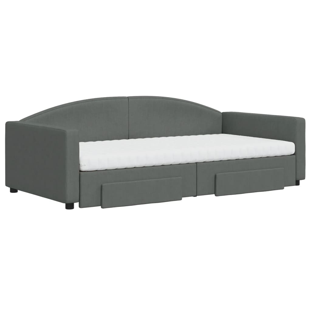 Divano Letto Estraibile Cassetti Grigio Scuro 100x200cm Tessuto - homemem39