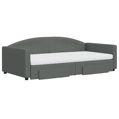 Divano Letto Estraibile Cassetti Grigio Scuro 100x200cm Tessuto - homemem39