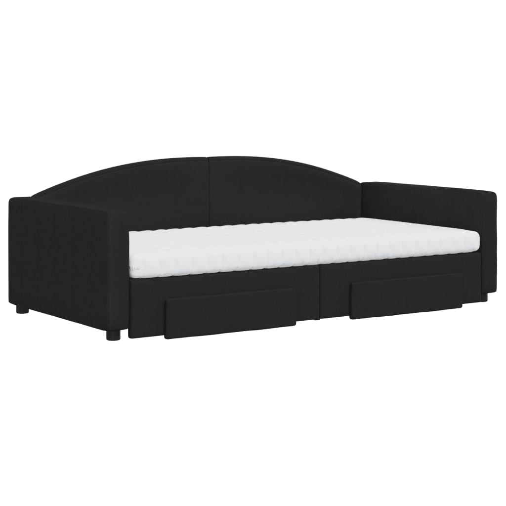 Divano Letto Estraibile con Cassetti Nero 100x200 cm in Tessuto - homemem39