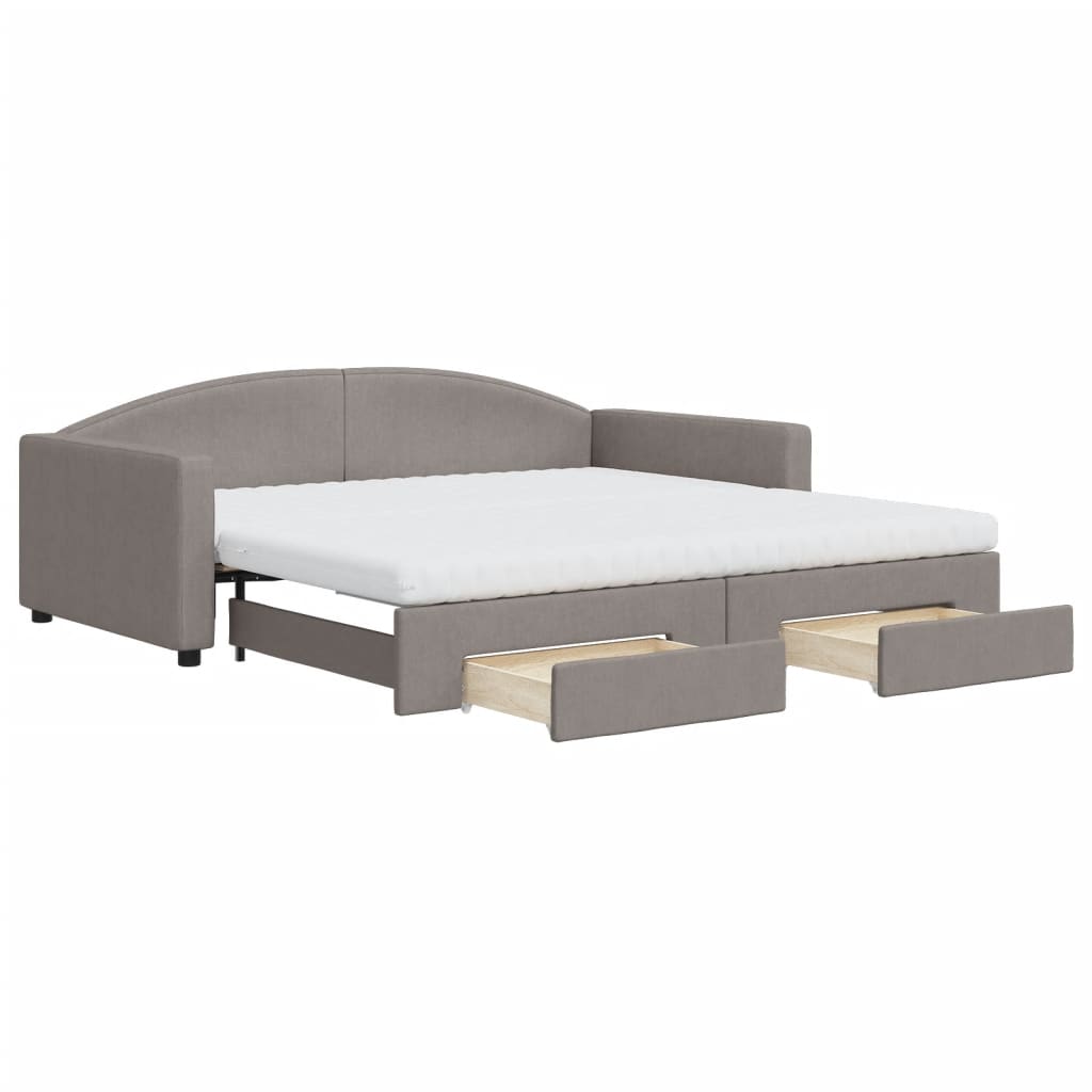 Divano Letto Estraibile con Cassetti Tortora 100x200 cm Tessuto - homemem39