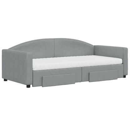 Divano Letto Estraibile Cassetti Grigio Chiaro 90x190cm Tessuto