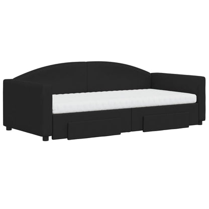 Divano Letto Estraibile con Cassetti Nero 90x190 cm in Tessuto - homemem39