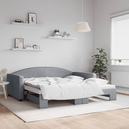 Divano Letto con Letto Estraibile Grigio Chiaro 100x190 Tessuto | homemem39