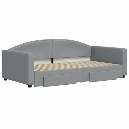 Divano Letto Estraibile Cassetti Grigio Chiaro 100x190 Tessuto | homemem39