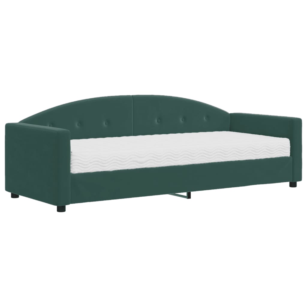 Divano Letto con Materasso Verde Scuro 80x200 cm in Velluto - homemem39