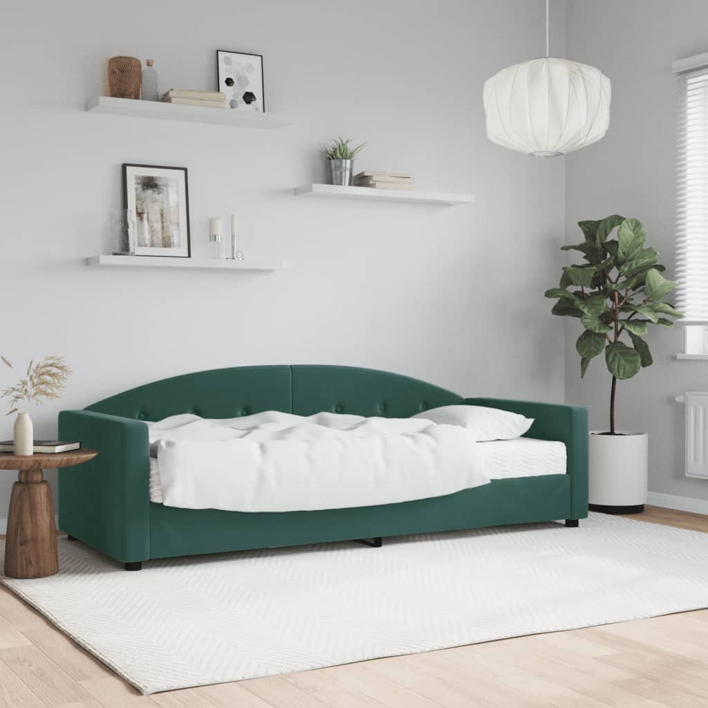 Divano Letto con Materasso Verde Scuro 80x200 cm in Velluto - homemem39