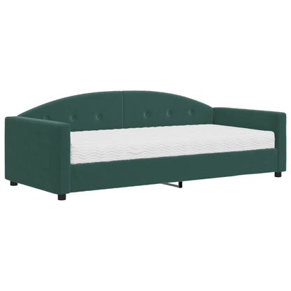 Divano Letto con Materasso Verde Scuro 90x200 cm in Velluto - homemem39