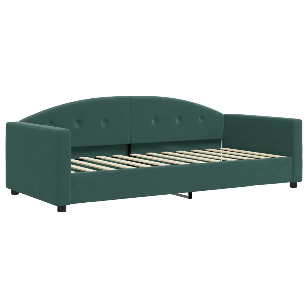 Divano Letto con Materasso Verde Scuro 90x200 cm in Velluto - homemem39
