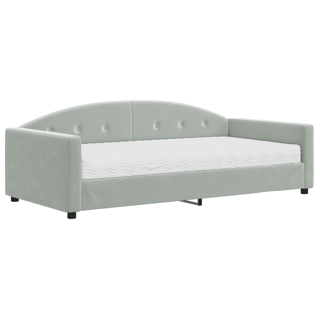 Divano Letto con Materasso Grigio Chiaro 100x200 cm in Velluto | homemem39