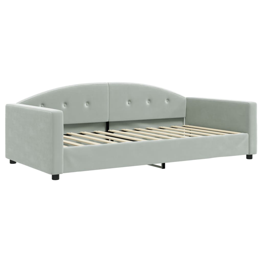 Divano Letto con Materasso Grigio Chiaro 100x200 cm in Velluto | homemem39