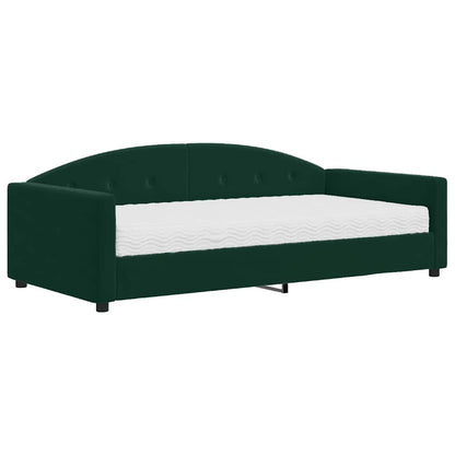 Divano Letto con Materasso Verde Scuro 100x200 cm in Velluto | homemem39