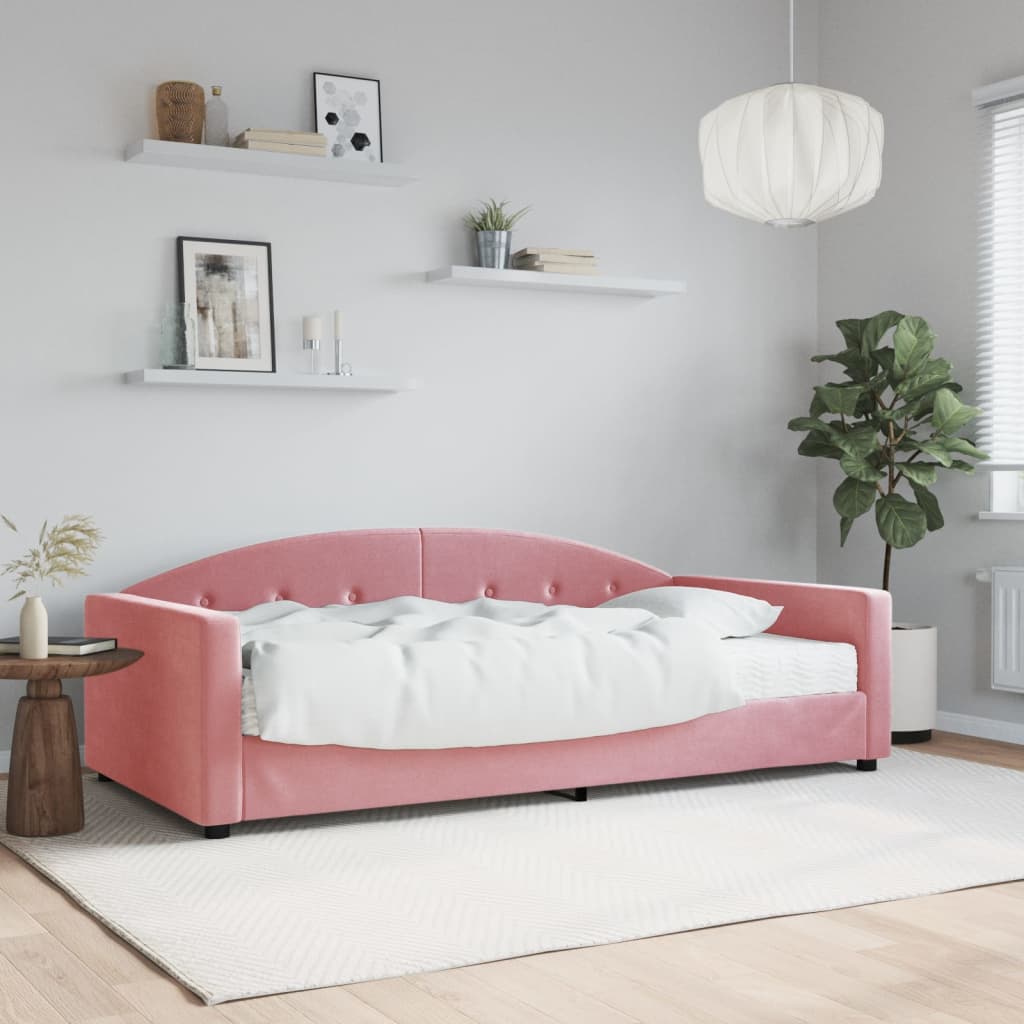 Divano Letto con Materasso Rosa 100x200 cm in Velluto - homemem39