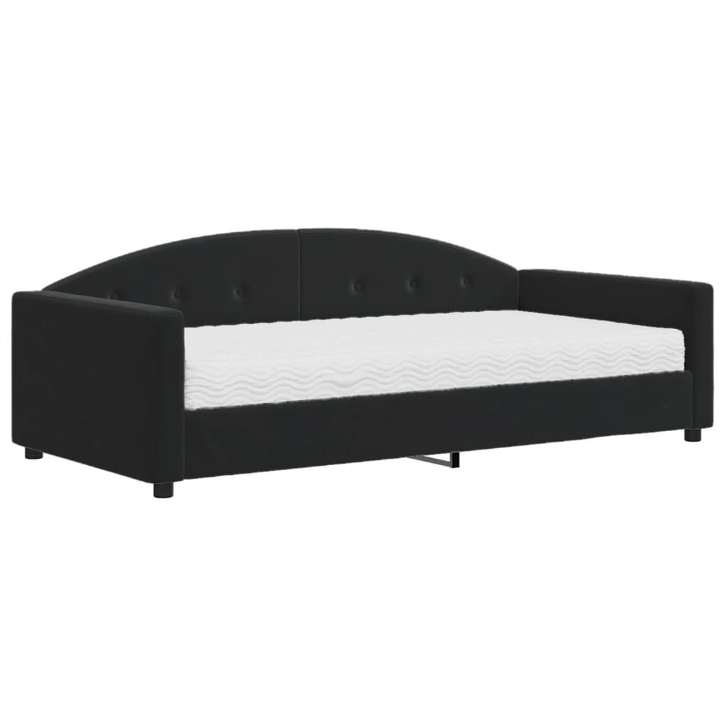 Divano Letto con Materasso Nero 100x200 cm in Velluto | homemem39